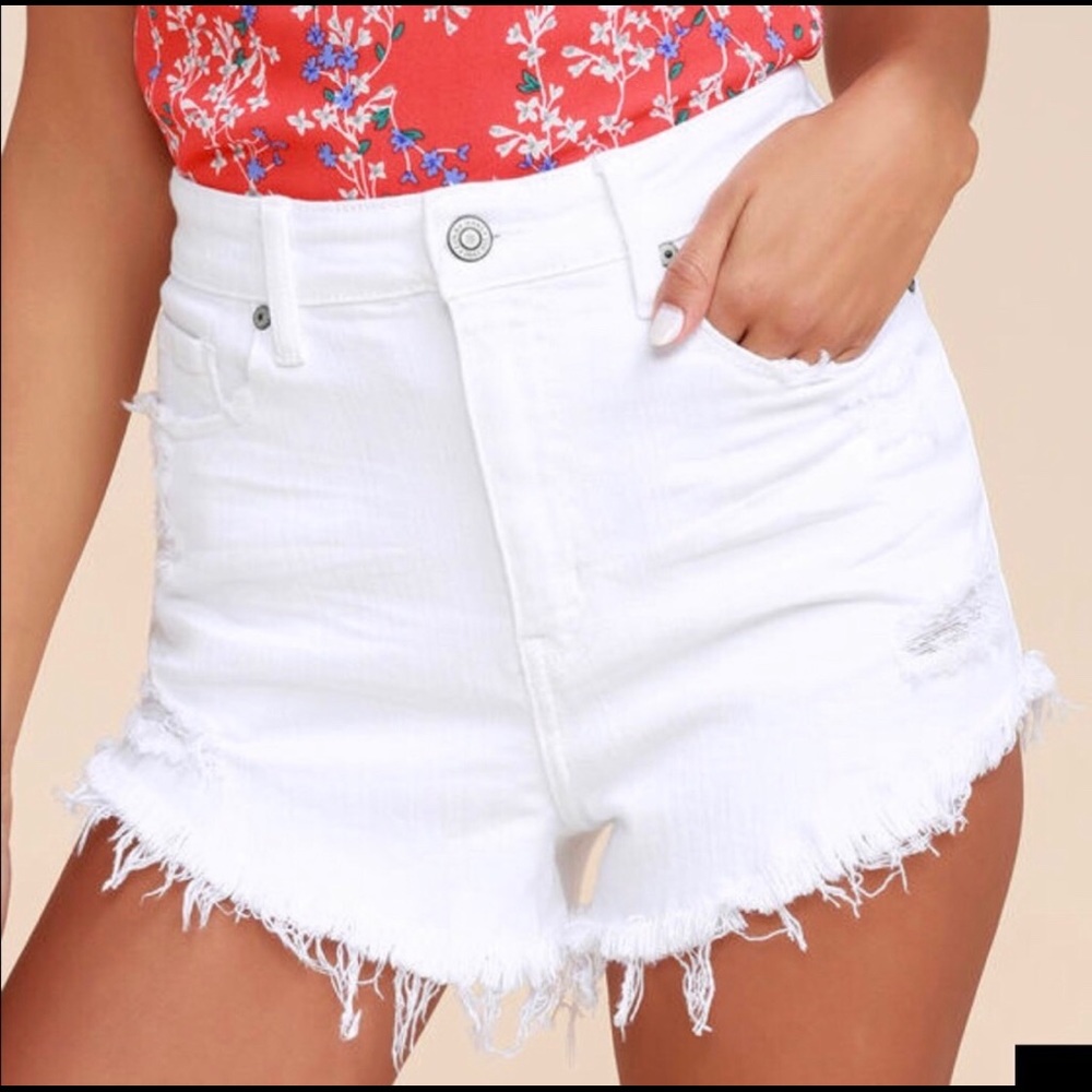 White cutoff Denim Shorts